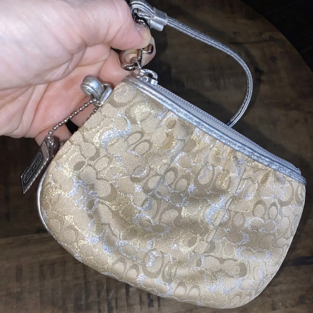 Vintage coach wristlet gold and metallic silver!